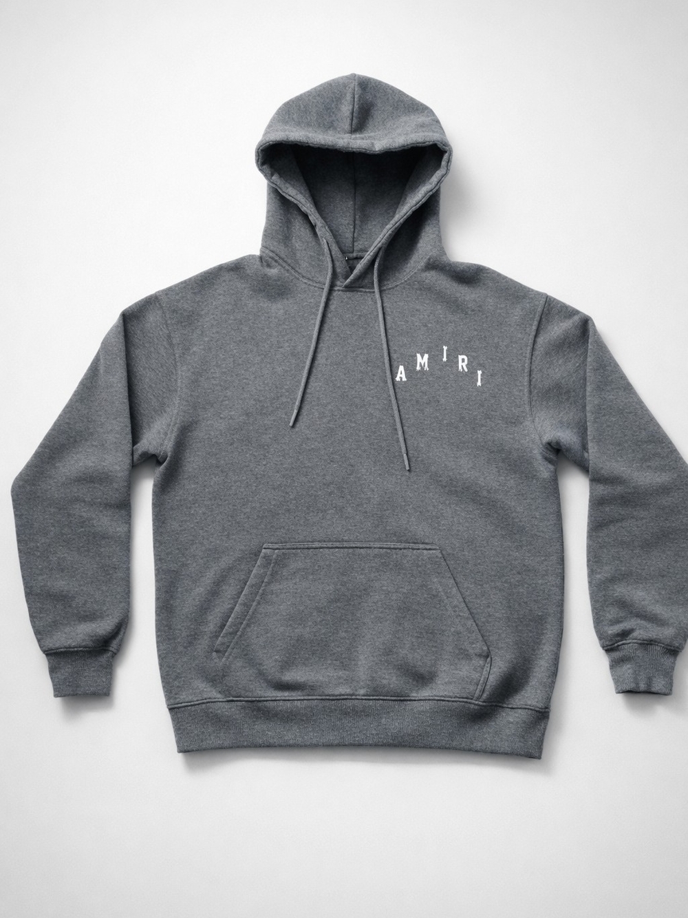 AMIRI Gray Hooded Pullover with White Arch Logo